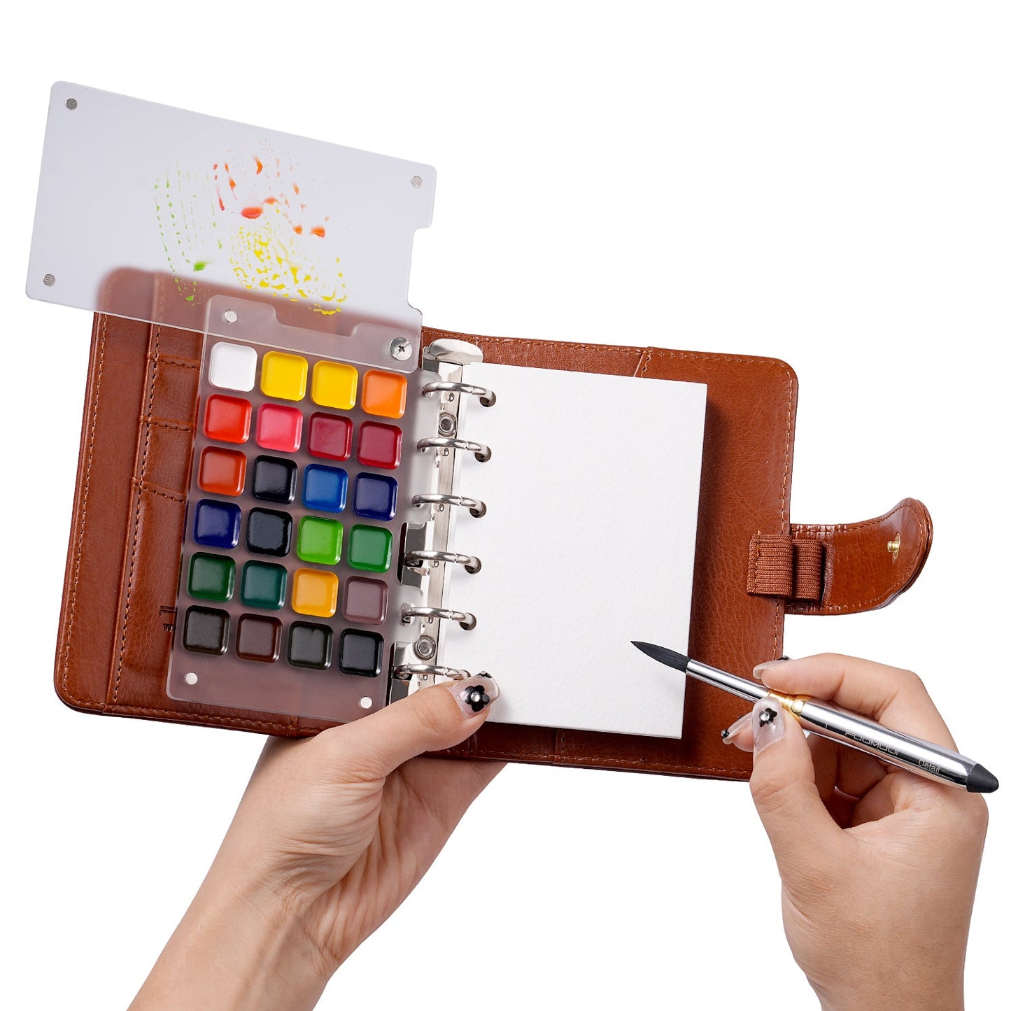 Roselli Watercolor Travel Sketchbook Set - Premium Dual-Tip Brush, Paints & 100% Cotton Paper